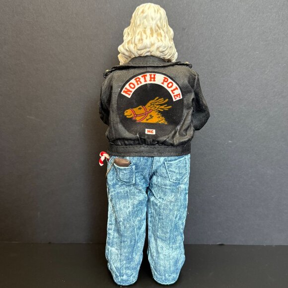 1997 Clothtique Possible Dreams Easy Ridin Santa Figure In Biker Jacket & Jeans - Picture 5 of 16